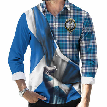 Roberton Tartan Long Sleeve Button Shirt with Family Crest Scotland Patriotic Style Men's Shirt S - Tartan Vibes Clothing