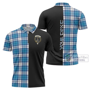 Roberton Tartan Zipper Polo Shirt with Family Crest and Half Of Me Style Unisex - Tartan Vibes Clothing