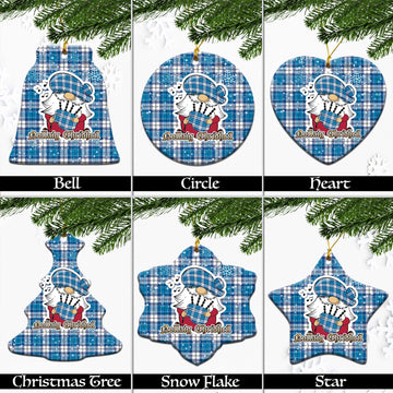 Roberton Tartan Christmas Ceramic Ornaments with Scottish Gnome Playing Bagpipes Ceramic - Tartan Vibes Clothing