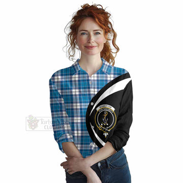 Roberton Tartan Women's Casual Shirt with Family Crest Circle Style Female - Tartan Vibes Clothing