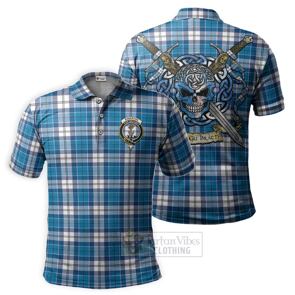 Roberton Tartan Polo Shirt with Family Crest Celtic Skull Style Kid - Tartan Vibes Clothing