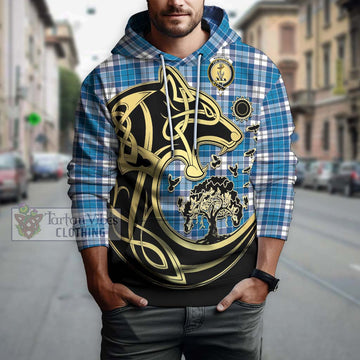 Roberton Tartan Hoodie with Family Crest Celtic Wolf Style Zip Hoodie - Tartan Vibes Clothing