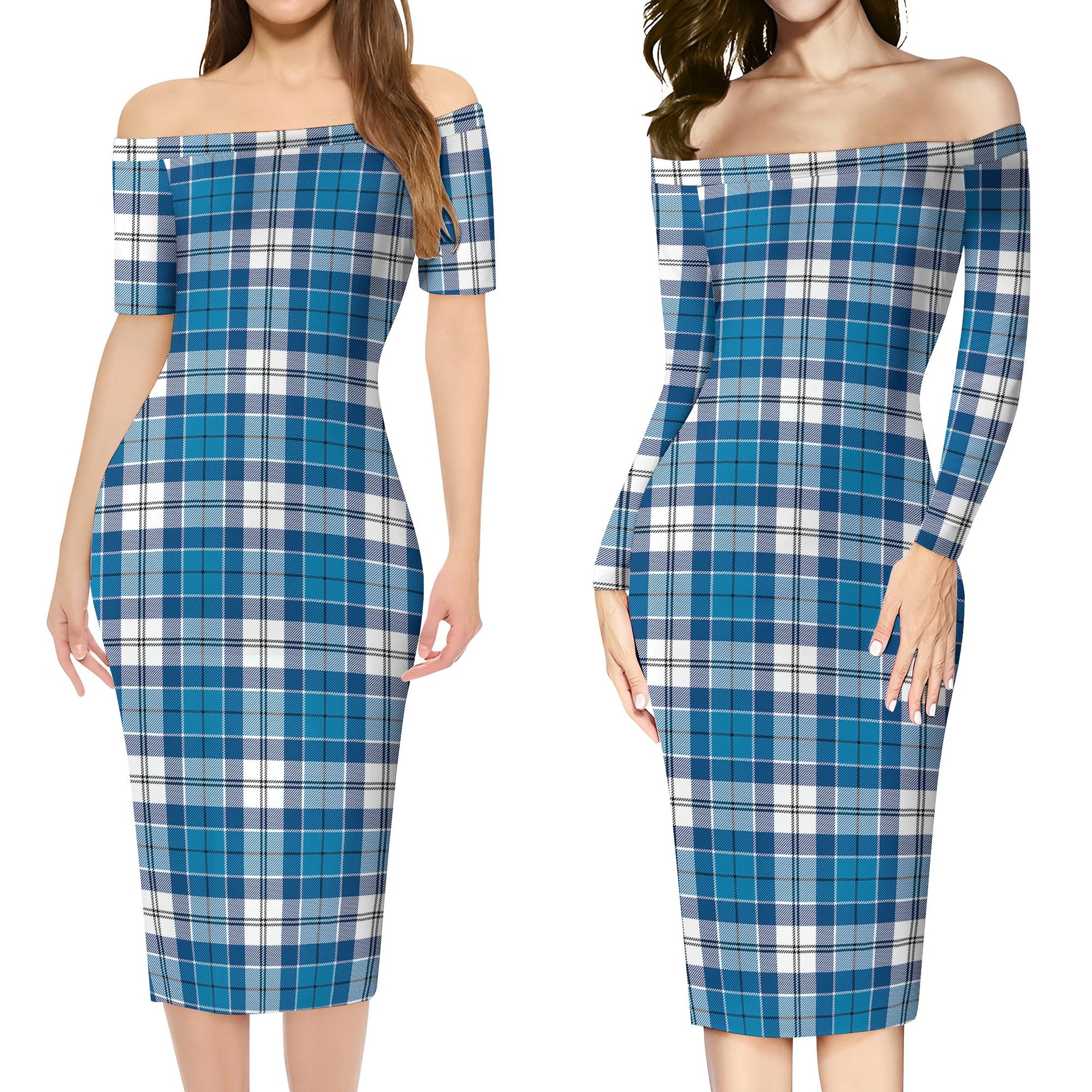 Roberton Tartan Off Shoulder Lady Dress Women's Dress - Tartan Vibes Clothing