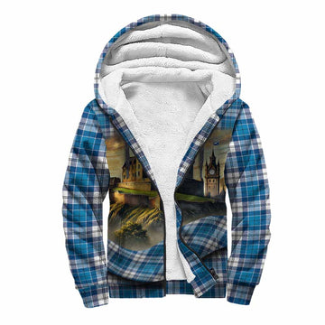 Roberton Tartan Family Crest Sherpa Hoodie with Scottish Ancient Castle Style Unisex S - Tartan Vibes Clothing