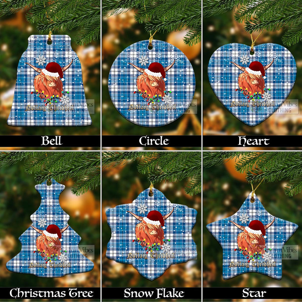 Roberton Tartan Christmas Ceramic Ornaments with Twinkle Highland Cattle Ceramic - Tartan Vibes Clothing
