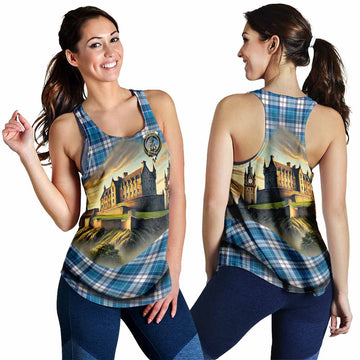 Roberton Tartan Family Crest Women's Racerback Tanks with Scottish Ancient Castle Style 4XL - Tartan Vibes Clothing