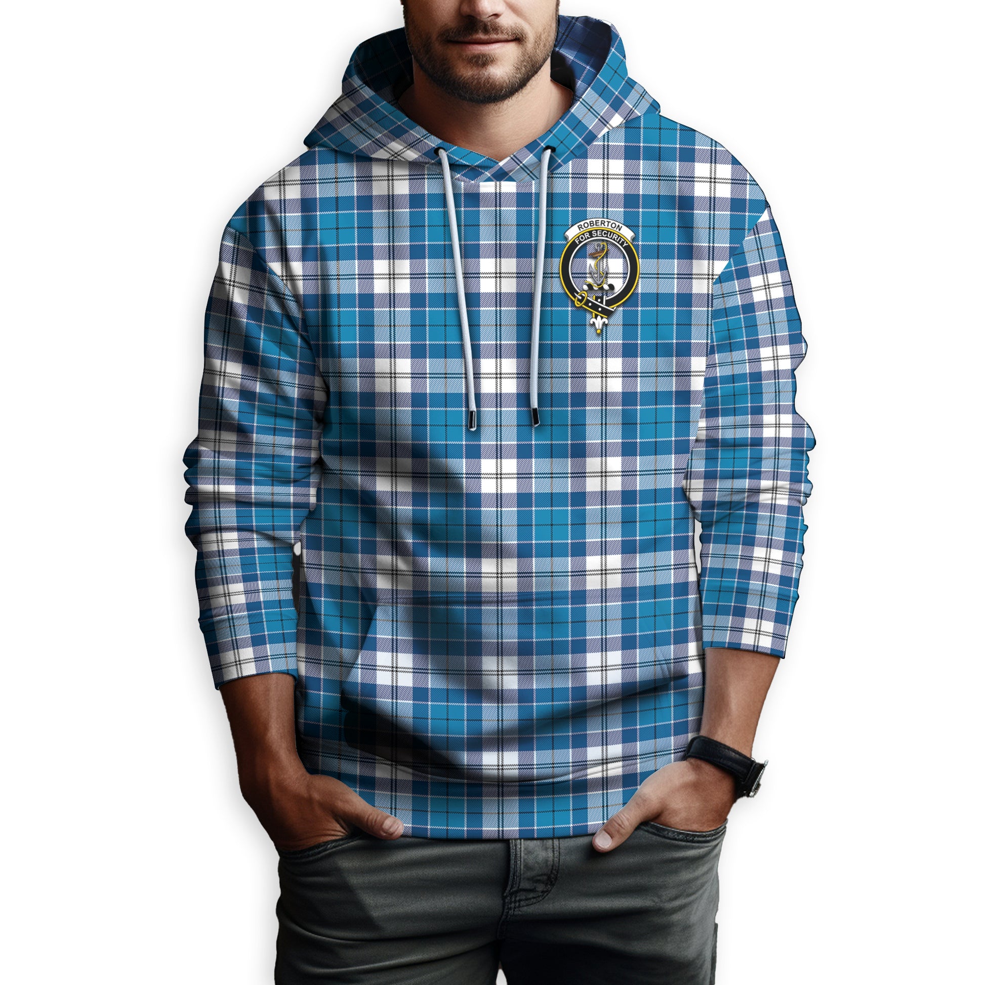 Roberton Tartan Hoodie with Family Crest Zip Hoodie - Tartan Vibes Clothing