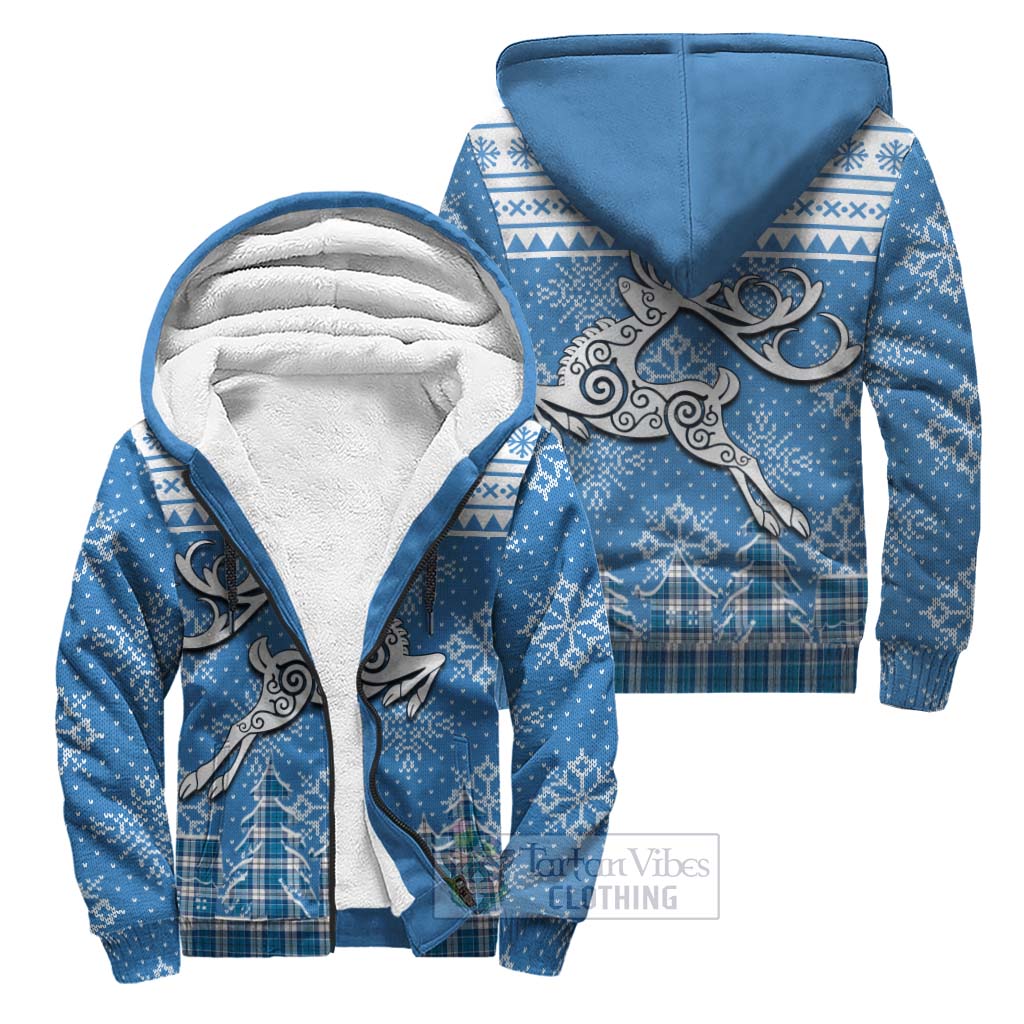 Roberton Clan Christmas Sherpa Hoodie Celtic Reindeer Style Unisex S - Tartan Vibes Clothing