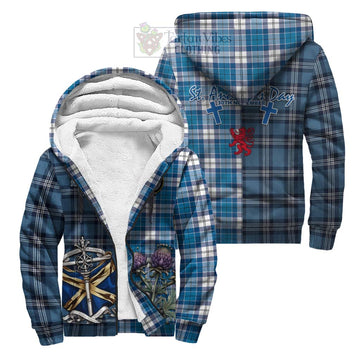 Roberton Tartan Sherpa Hoodie Happy St. Andrew's Day Half Tartan Style Unisex S - Tartan Vibes Clothing