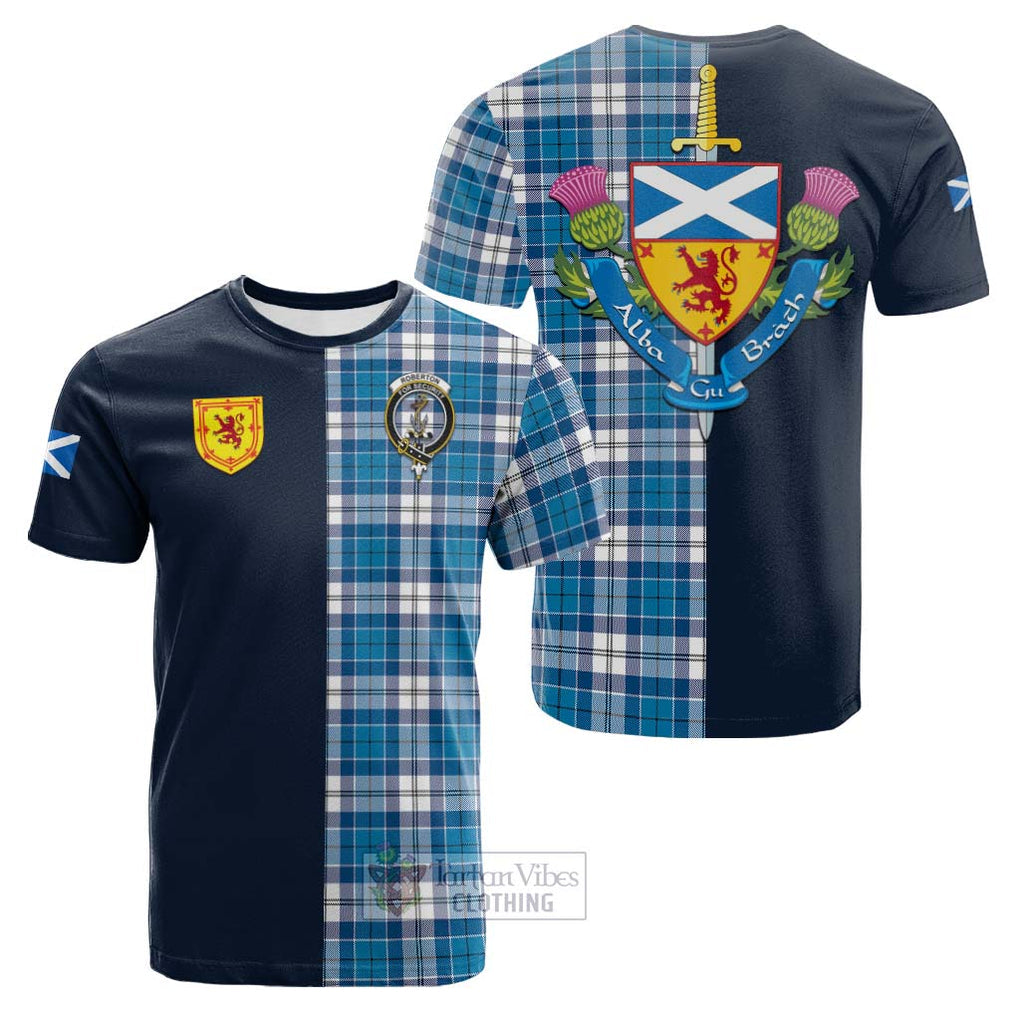 Roberton Tartan Cotton T-shirt Alba with Scottish Lion Royal Arm Half Style Kid's Shirt - Tartan Vibes Clothing