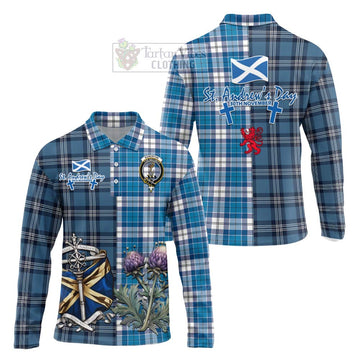Roberton Tartan Long Sleeve Polo Shirt Happy St. Andrew's Day Half Tartan Style Unisex - Tartan Vibes Clothing