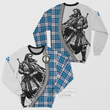 Roberton Tartan Clan Crest Sweatshirt with Highlander Warrior Celtic Style Unisex - Tartan Vibes Clothing