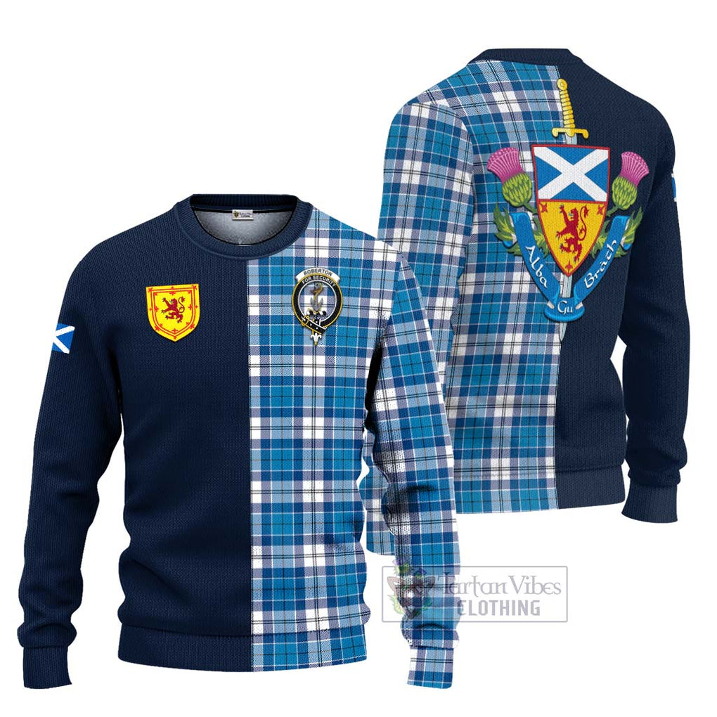 Roberton Tartan Ugly Sweater Alba with Scottish Lion Royal Arm Half Style Unisex - Tartan Vibes Clothing