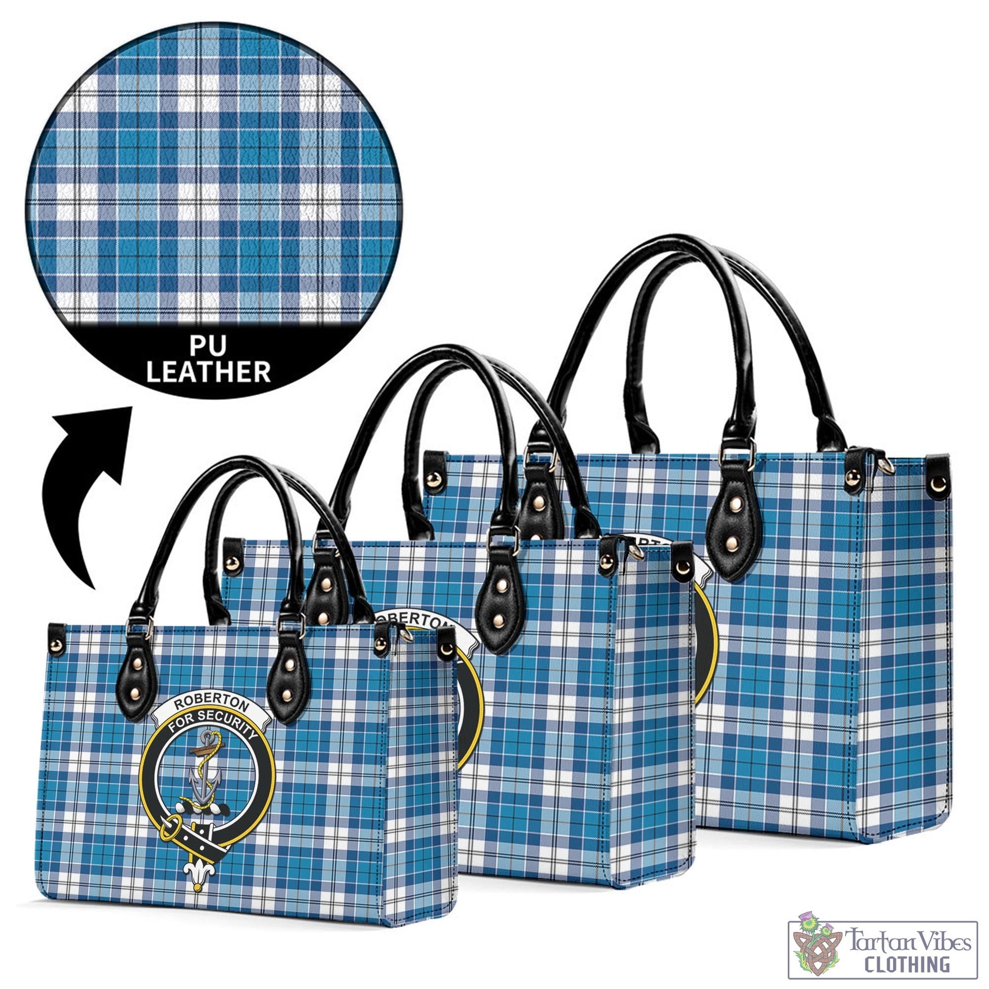 Roberton Tartan Luxury Leather Handbags with Family Crest L - Tartan Vibes Clothing
