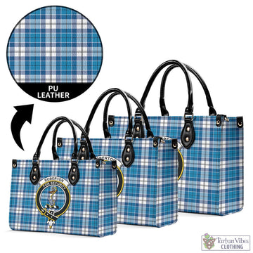 Roberton Tartan Luxury Leather Handbags with Family Crest L - Tartan Vibes Clothing