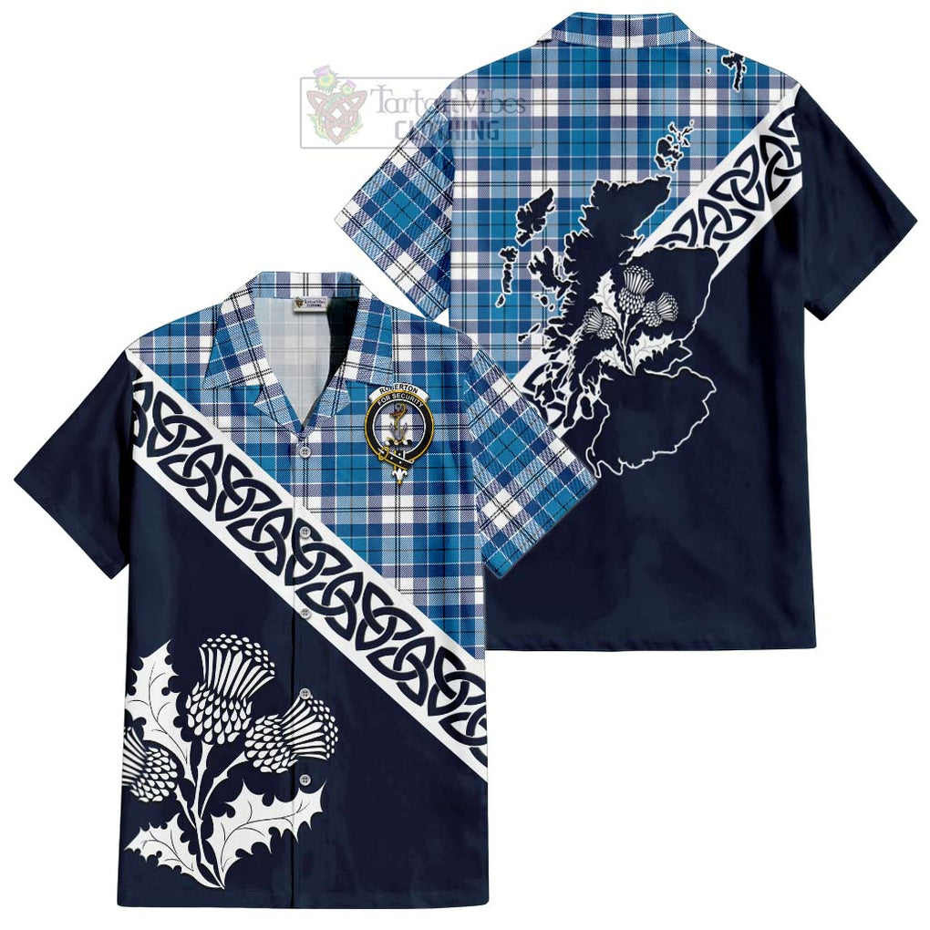Roberton Tartan Hawaiian Shirt Featuring Thistle and Scotland Map Kid - Tartan Vibes Clothing