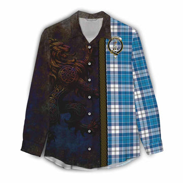 Roberton Tartan Family Crest Women's Casual Shirt Alba Gu Brath Be Brave Lion Ancient Style