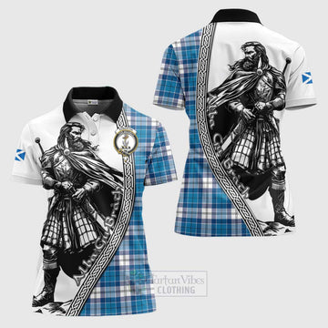 Roberton Tartan Clan Crest Women's Polo Shirt with Highlander Warrior Celtic Style Women - Tartan Vibes Clothing