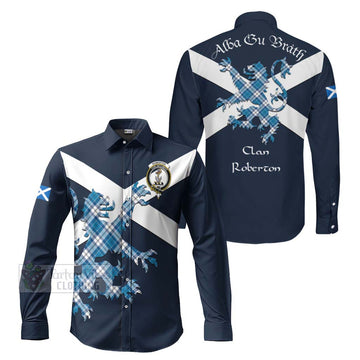 Roberton Tartan Lion Rampant Long Sleeve Button Shirt Proudly Display Your Heritage with Alba Gu Brath and Clan Name Men's Shirt S - Tartan Vibes Clothing