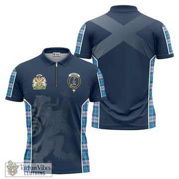 Roberton Tartan Zipper Polo Shirt with Family Crest and Lion Rampant Vibes Sport Style Unisex - Tartan Vibes Clothing