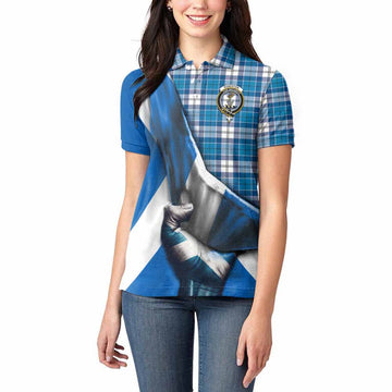 Roberton Tartan Women's Polo Shirt with Family Crest Scotland Patriotic Style Women - Tartan Vibes Clothing