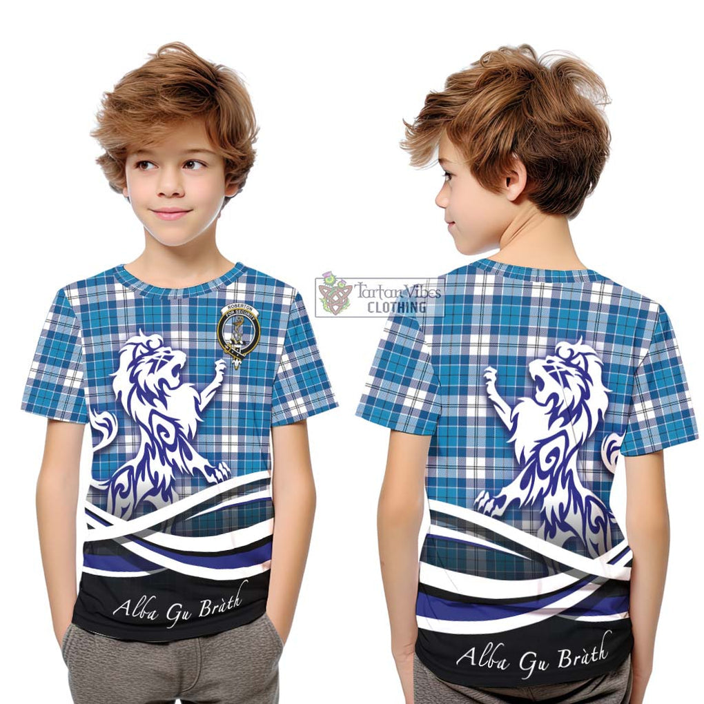 Roberton Tartan Kid T-Shirt with Alba Gu Brath Regal Lion Emblem Youth XL Size14 - Tartan Vibes Clothing