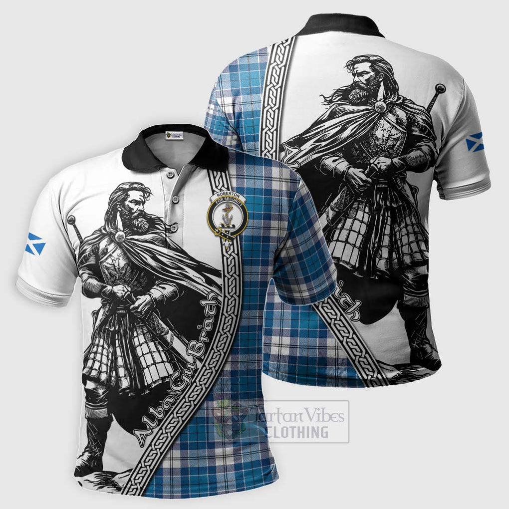 Roberton Tartan Clan Crest Polo Shirt with Highlander Warrior Celtic Style Kid - Tartan Vibes Clothing