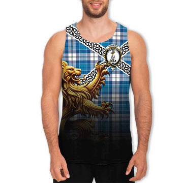Roberton Crest Tartan Men's Tank Top with Golden Lion Emblem Celtic Style Men - Tartan Vibes Clothing
