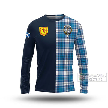 Roberton Tartan Long Sleeve T-Shirt Alba with Scottish Lion Royal Arm Half Style Unisex - Tartan Vibes Clothing