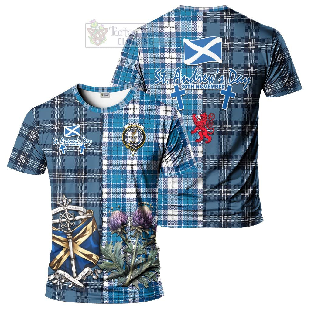 Roberton Tartan T-Shirt Happy St. Andrew's Day Half Tartan Style Kid's Shirt - Tartan Vibes Clothing