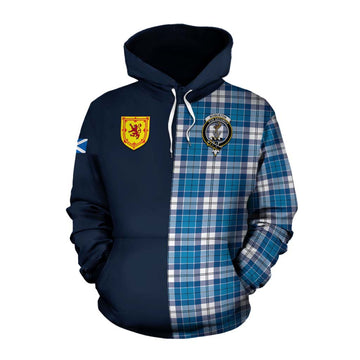 Roberton Tartan Cotton Hoodie Alba with Scottish Lion Royal Arm Half Style Pullover Hoodie XS - Tartan Vibes Clothing