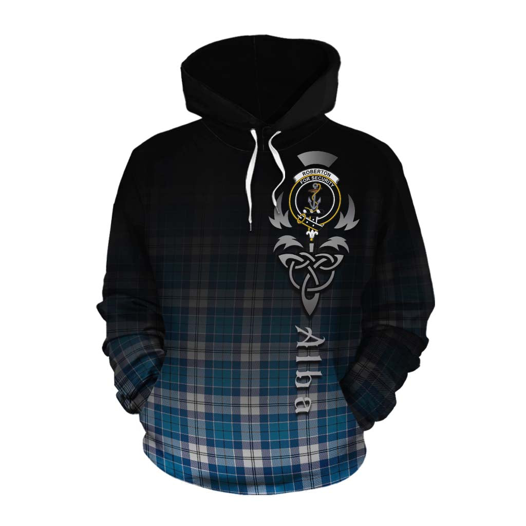 Tartan Vibes Clothing Roberton Tartan Cotton Hoodie Featuring Alba Gu Brath Family Crest Celtic Inspired