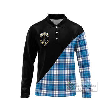 Roberton Tartan Long Sleeve Polo Shirt with Family Crest and Military Logo Style Unisex - Tartan Vibes Clothing