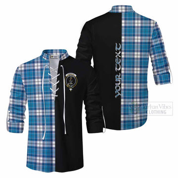 Roberton Tartan Ghillie Kilt Shirt with Family Crest and Half Of Me Style Men - Tartan Vibes Clothing