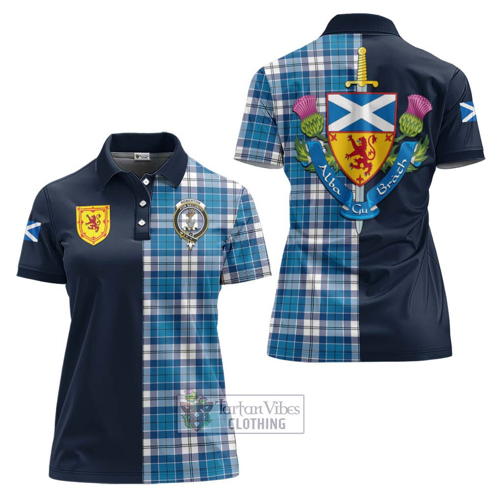 Roberton Tartan Women's Polo Shirt Alba with Scottish Lion Royal Arm Half Style Women - Tartan Vibes Clothing
