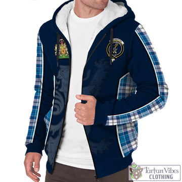 Roberton Tartan Sherpa Hoodie with Family Crest and Lion Rampant Vibes Sport Style