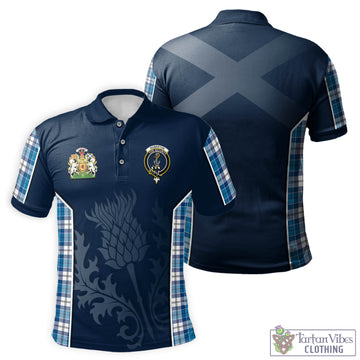Roberton Tartan Men's Polo Shirt with Family Crest and Scottish Thistle Vibes Sport Style