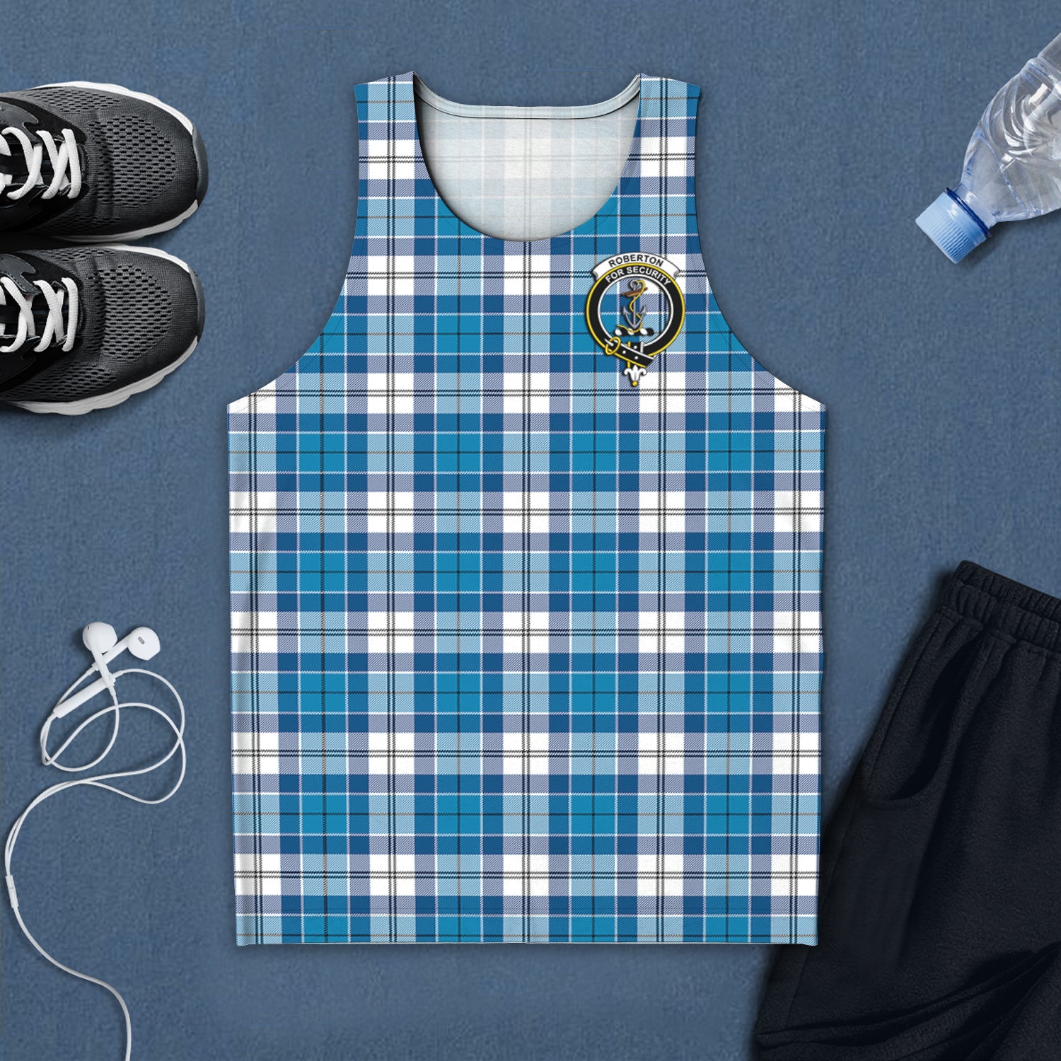 Roberton Tartan Mens Tank Top with Family Crest 5XL - Tartan Vibes Clothing
