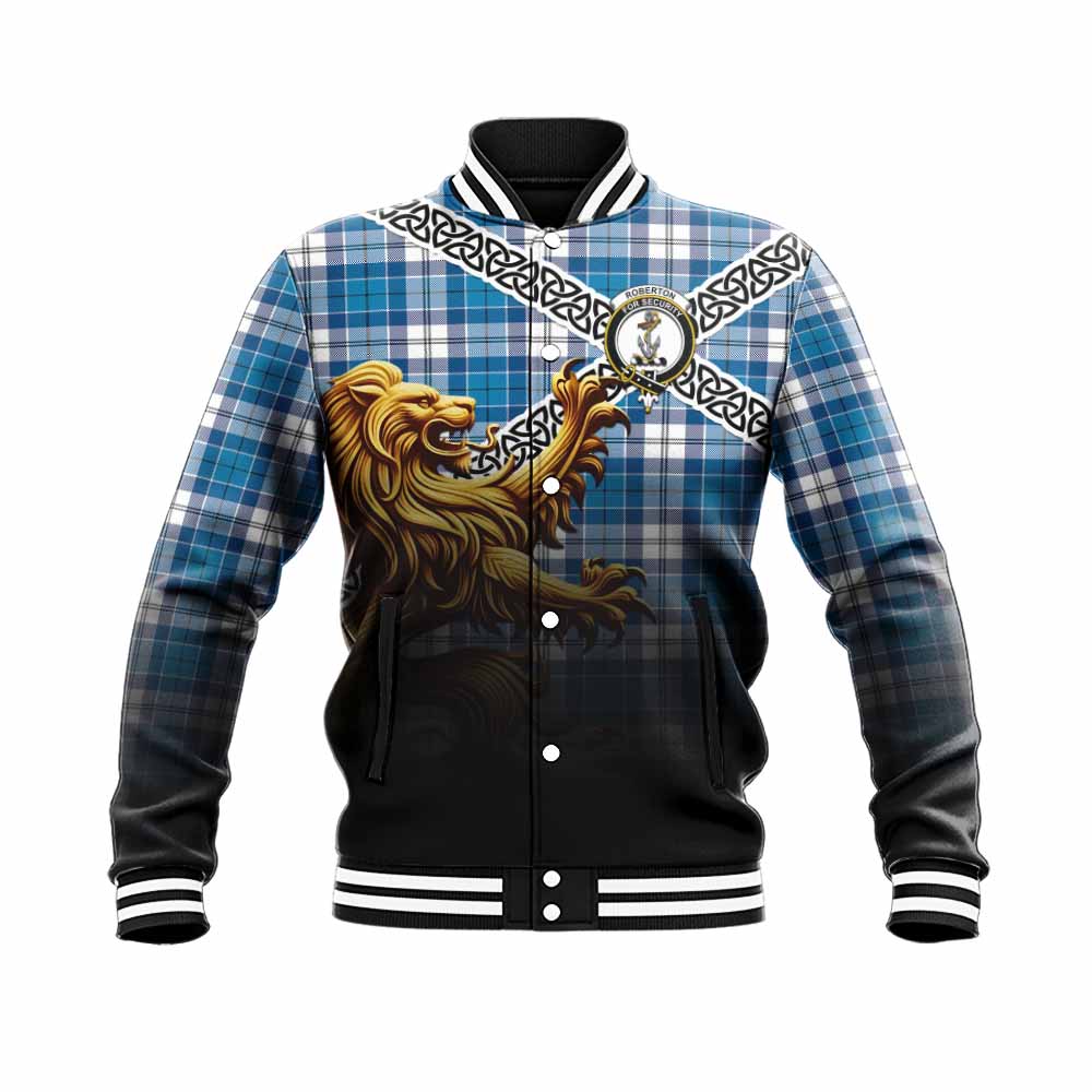 Roberton Crest Tartan Baseball Jacket with Golden Lion Emblem Celtic Style Unisex - Tartan Vibes Clothing