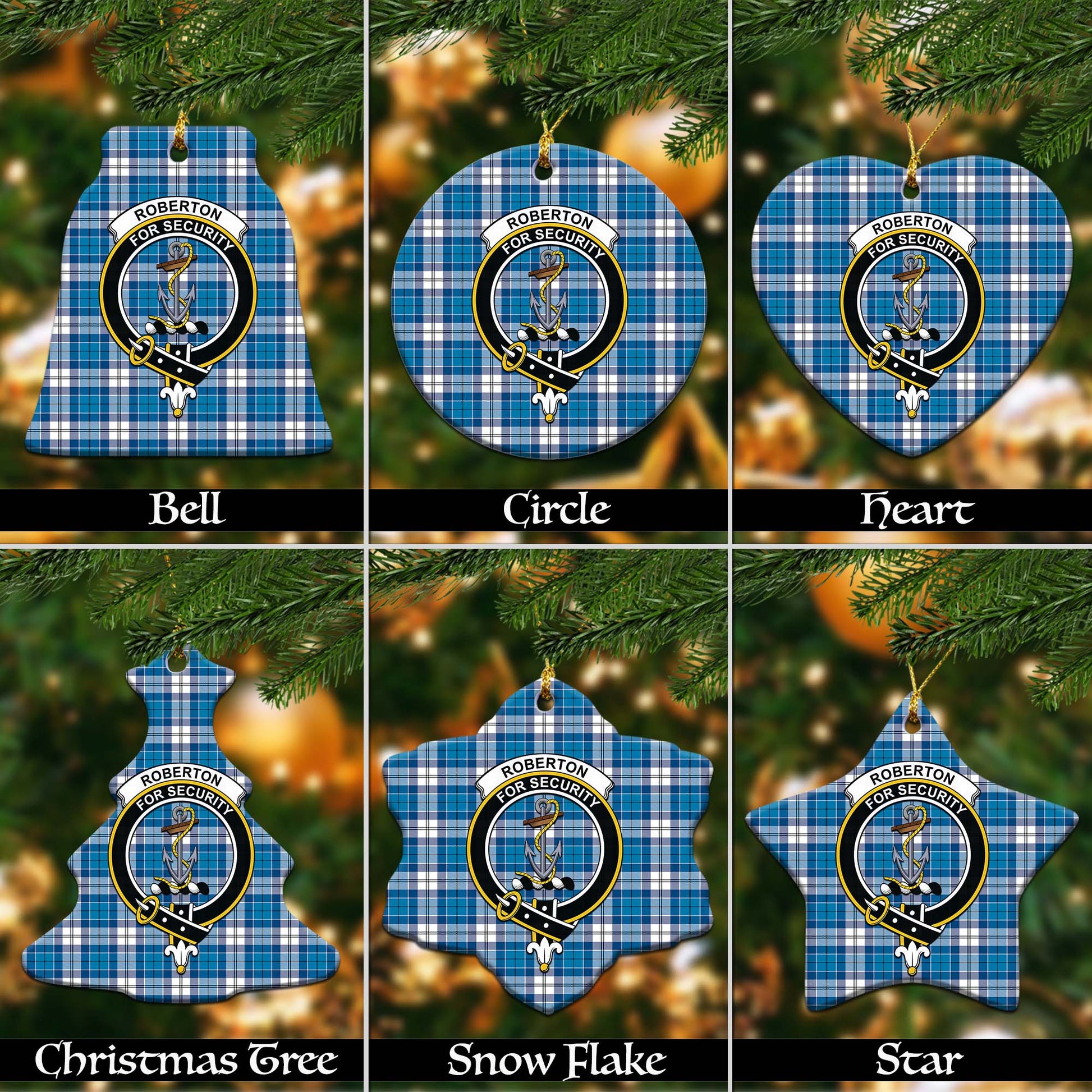 Roberton Tartan Christmas Ceramic Ornaments with Family Crest Ceramic - Tartan Vibes Clothing