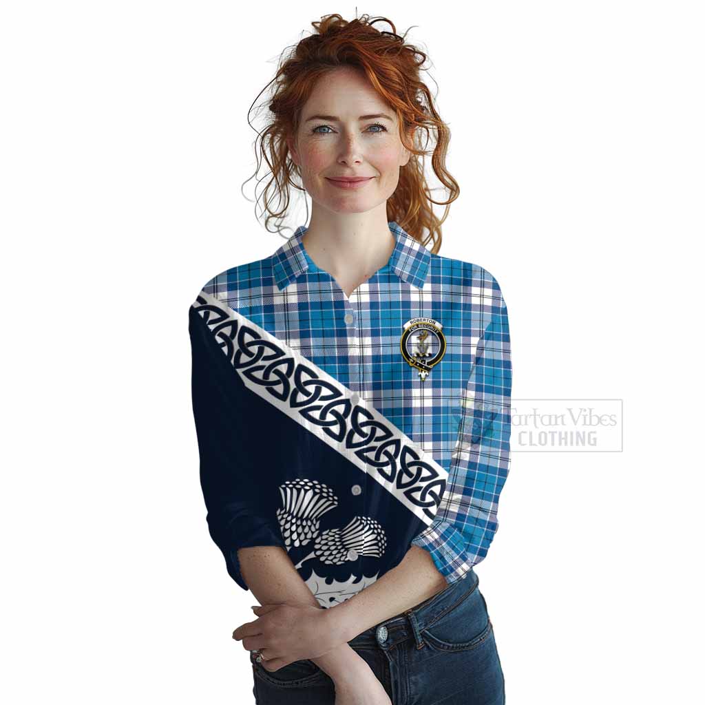 Roberton Tartan Women's Casual Shirt Featuring Thistle and Scotland Map Female - Tartan Vibes Clothing