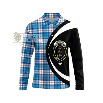 Roberton Tartan Long Sleeve Polo Shirt with Family Crest Circle Style Unisex - Tartan Vibes Clothing