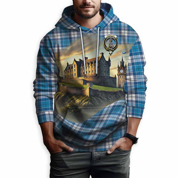 Roberton Tartan Family Crest Hoodie with Scottish Ancient Castle Style Pullover Hoodie - Tartan Vibes Clothing