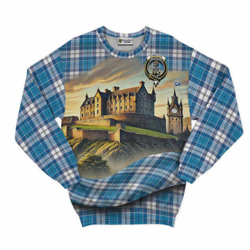 Roberton Tartan Family Crest Sweatshirt with Scottish Ancient Castle Style Unisex - Tartan Vibes Clothing