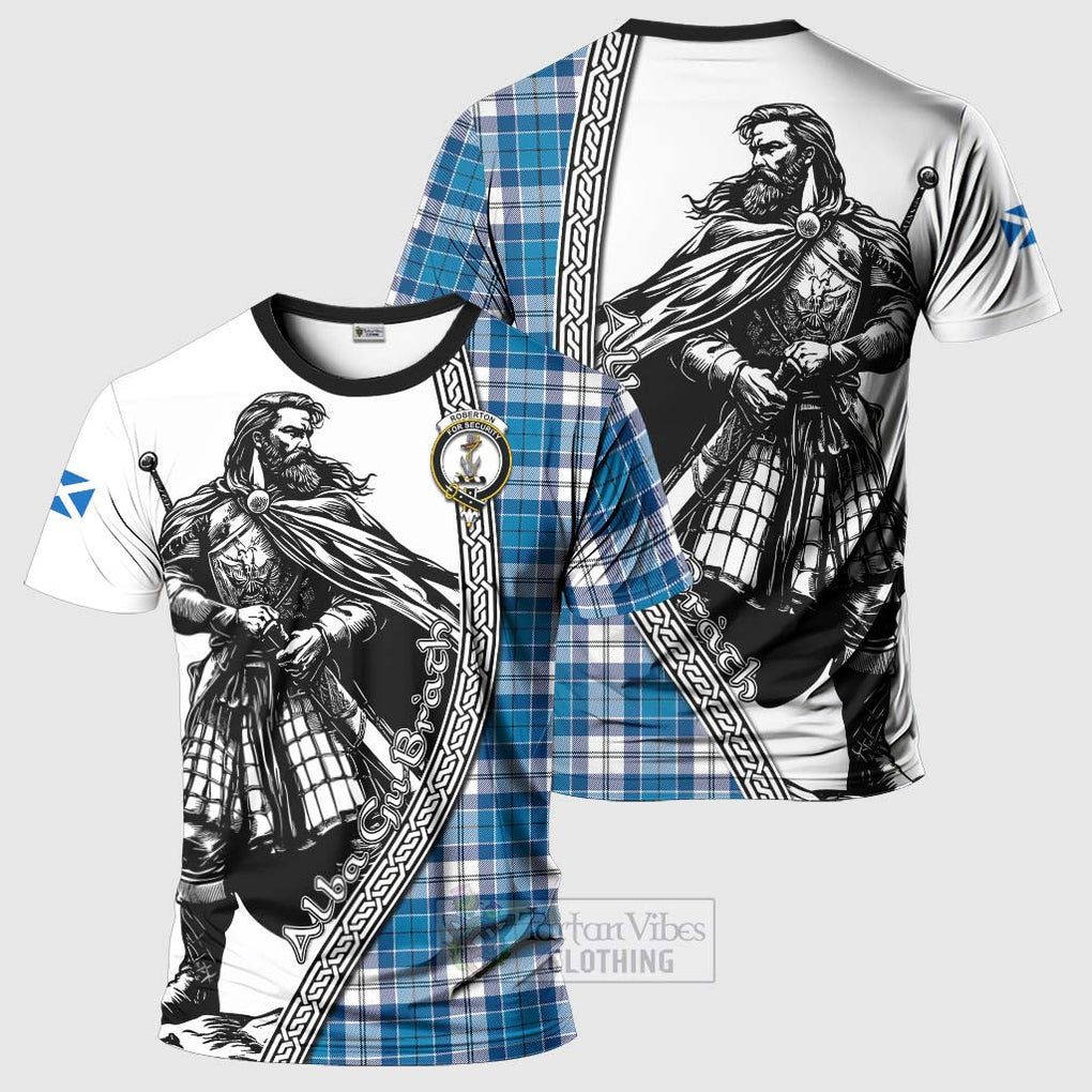 Roberton Tartan Clan Crest T-Shirt with Highlander Warrior Celtic Style Kid's Shirt - Tartan Vibes Clothing
