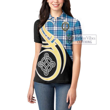 Roberton Tartan Women's Polo Shirt with Family Crest and Celtic Symbol Style Women - Tartan Vibes Clothing