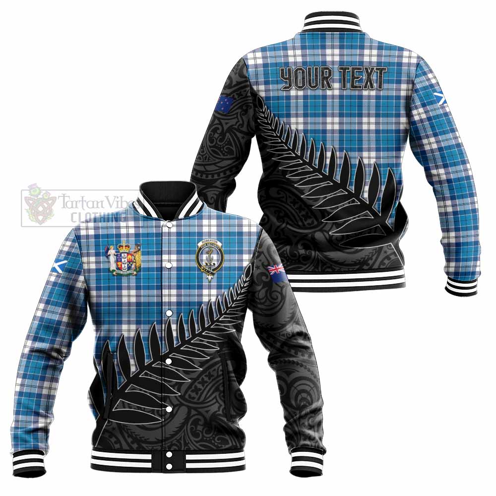 Roberton Crest Tartan Baseball Jacket with New Zealand Silver Fern Half Style Unisex - Tartan Vibes Clothing