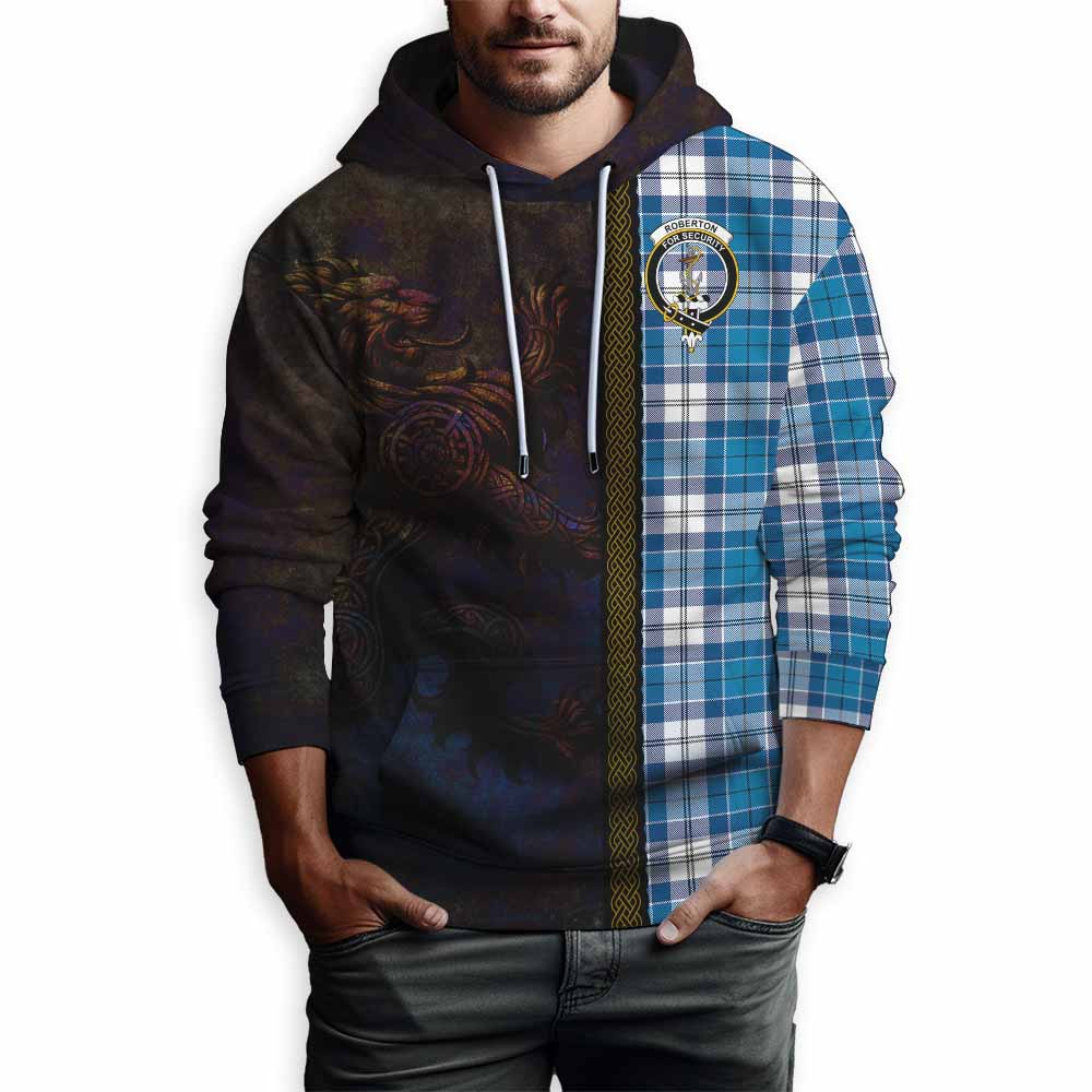 Tartan Vibes Clothing Roberton Tartan Family Crest Hoodie Alba Gu Brath Be Brave Lion Ancient Style