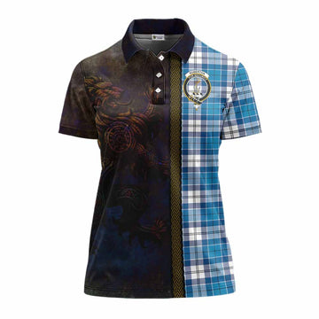 Roberton Tartan Family Crest Women's Polo Shirt Alba Gu Brath Be Brave Lion Ancient Style