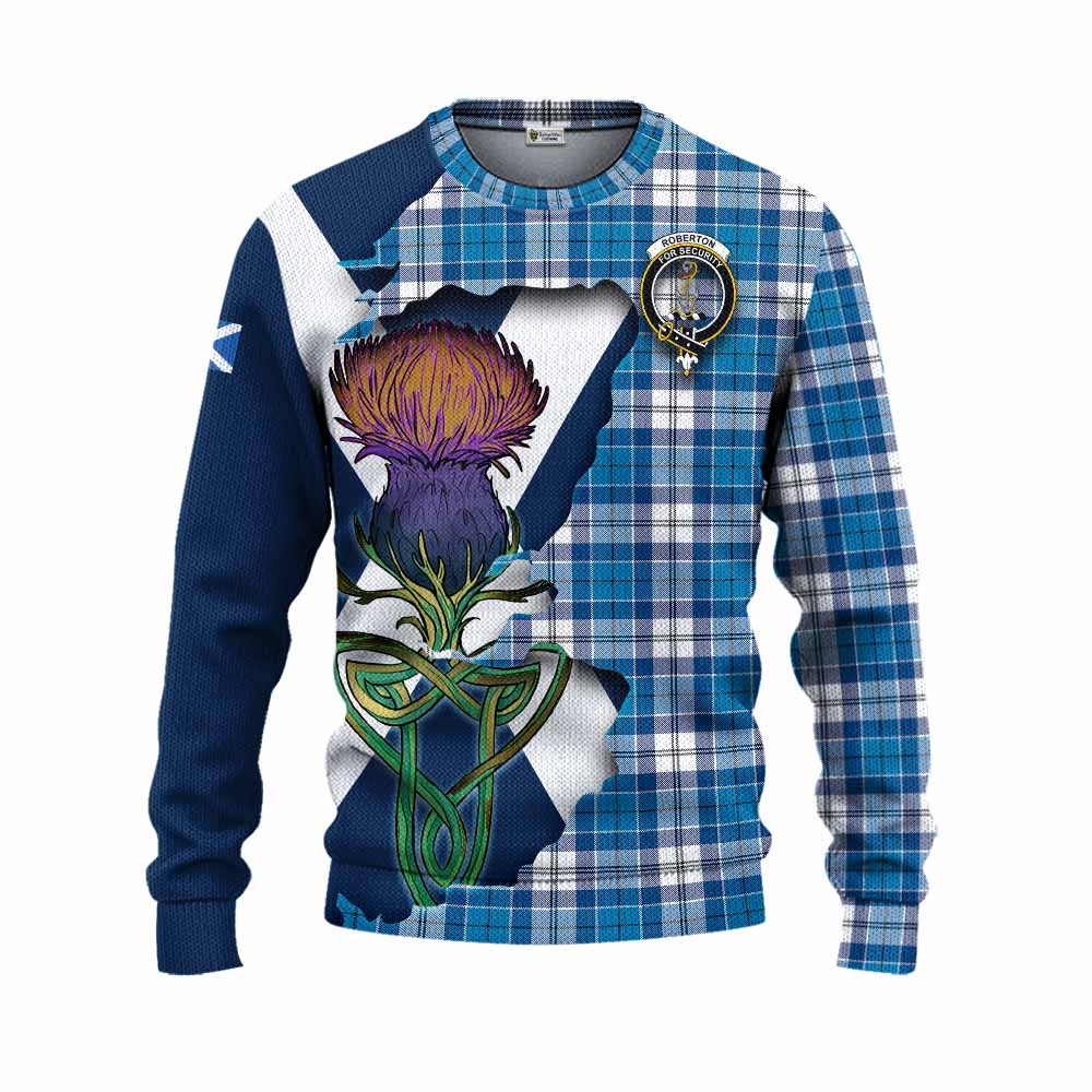 Roberton Tartan Family Crest Knitted Sweater Scottish Thistle Celtic Inspired Unisex - Tartan Vibes Clothing